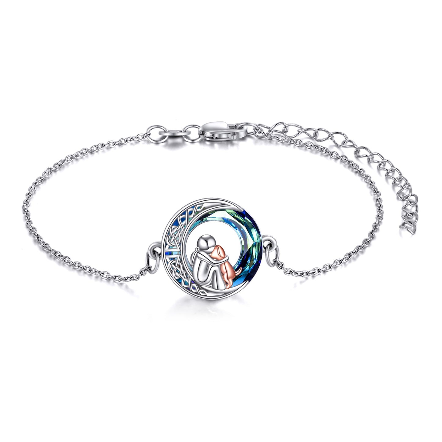 Sterling Silver Adjustable Dog Charm Bracelet