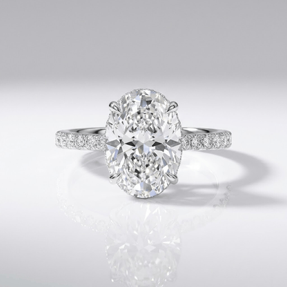 Oval Diamond Silver Elegant Ring