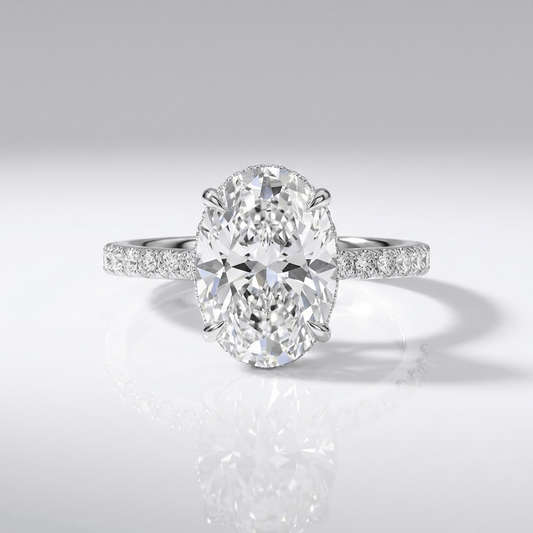 Oval Diamond Silver Elegant Ring