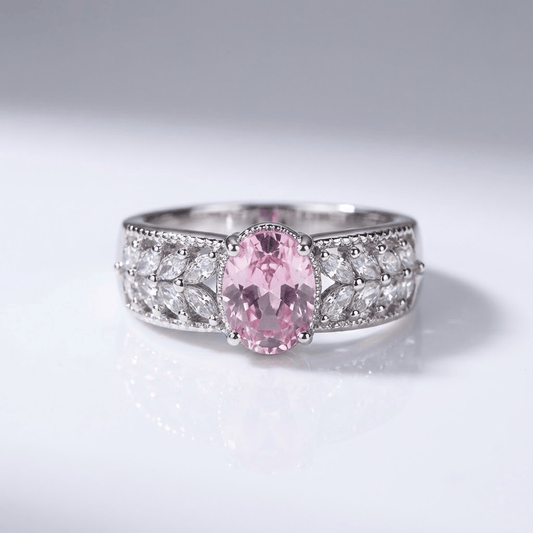 Pink Crystal Band Ring - (Adjustable)