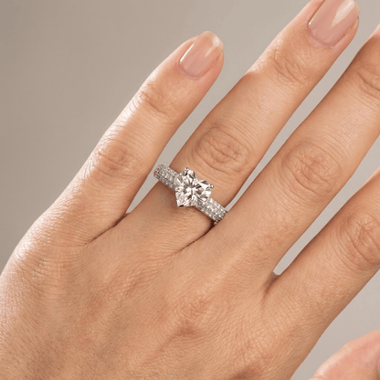 Heart Diamond Silver Pavé Ring