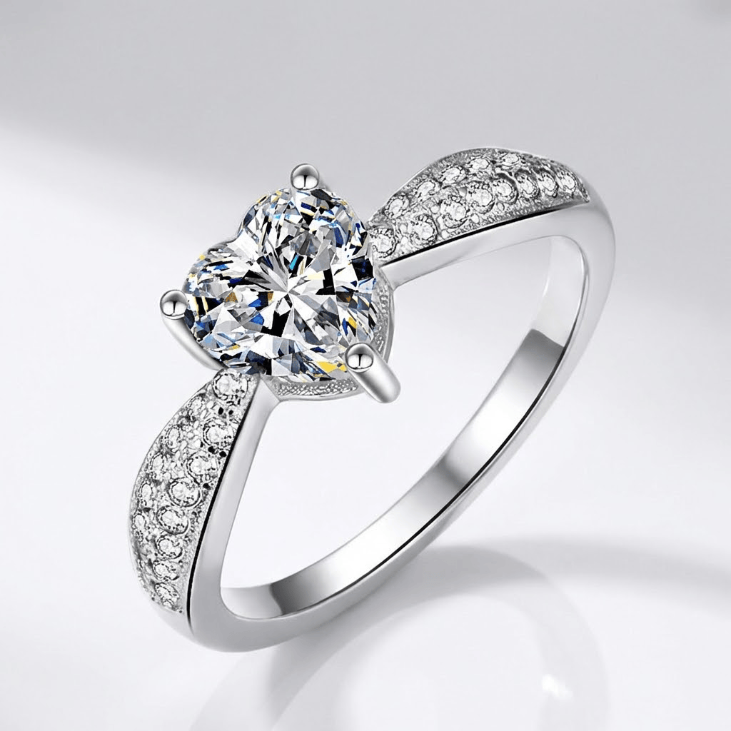 Heart Zirconia Silver Pavé Ring