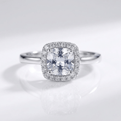 Zirconia Silver Halo Ring