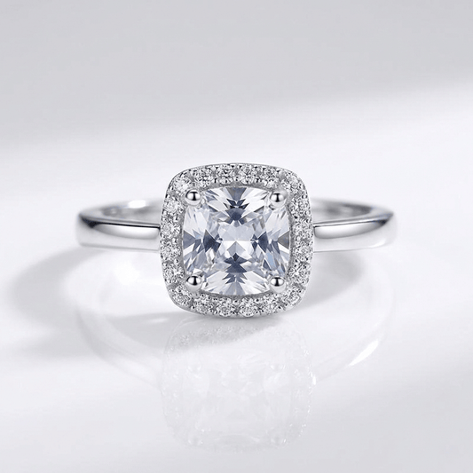 Zirconia Silver Halo Ring