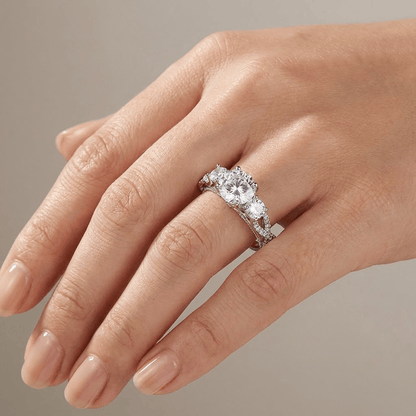 Silver Round Zirconia Vintage Ring