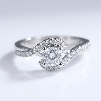 Silver Oval Diamond Twist Ring
