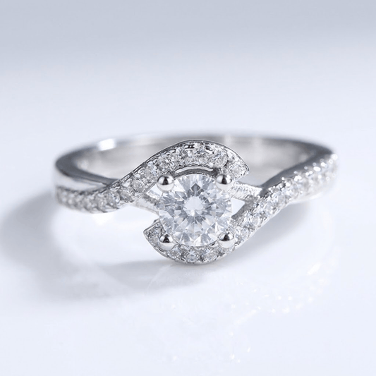 Silver Oval Diamond Twist Ring