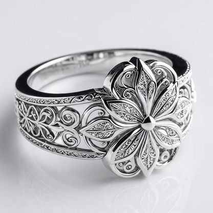 Silver Flower Zirconia Ring