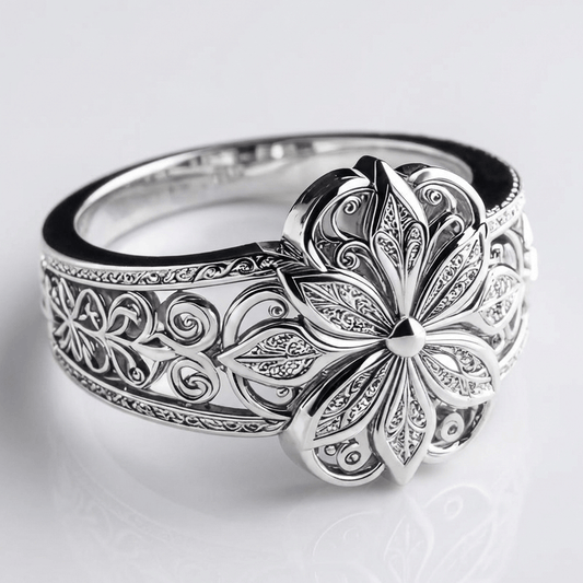 Silver Flower Zirconia Ring