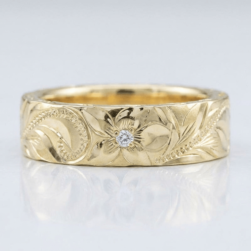 Gold Leaf Vintage Band Ring