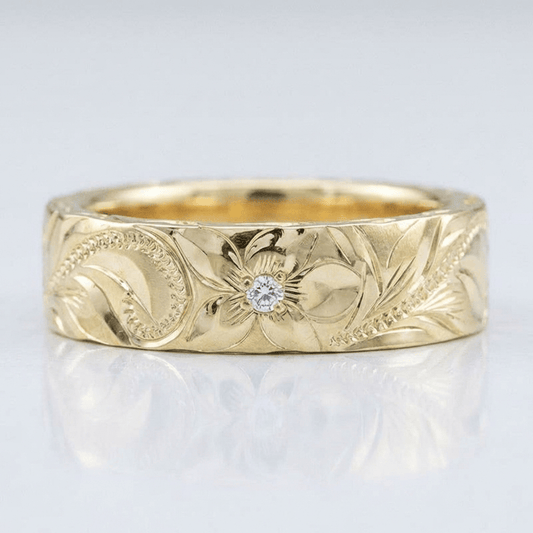 Gold Leaf Vintage Band Ring