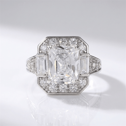 Silver Rectangular Zirconia Ring