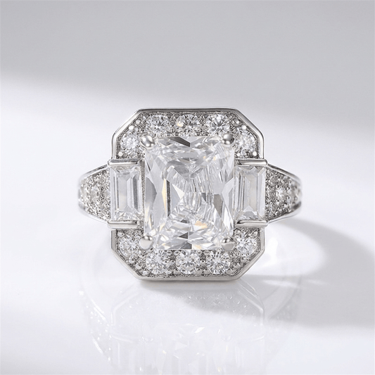 Silver Rectangular Zirconia Ring