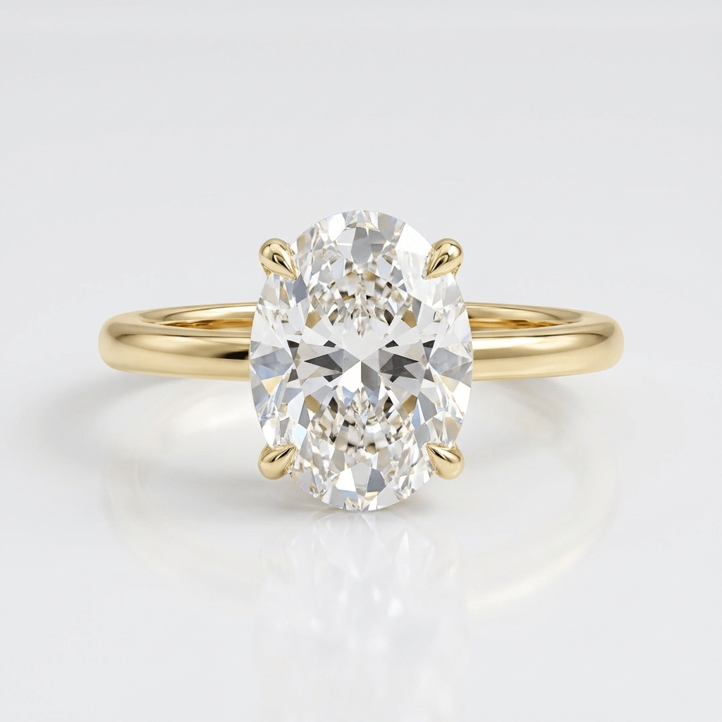 Gold Oval Diamond Solitaire Ring