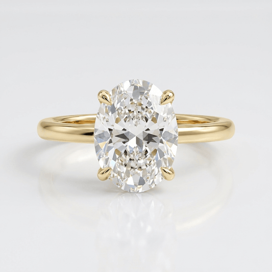 Gold Oval Diamond Solitaire Ring