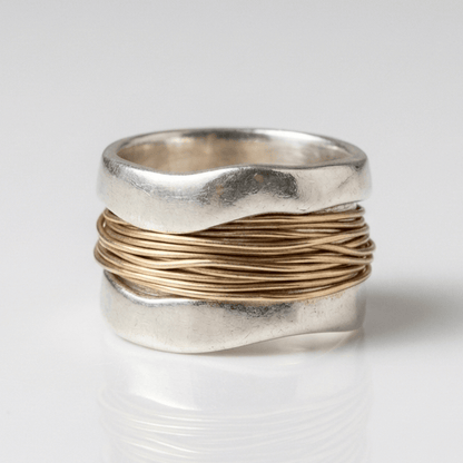 Handmade Silver Gold Wire Wrap Ring