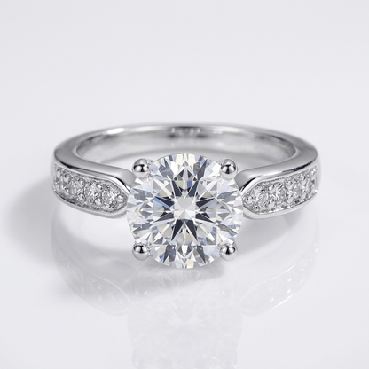 Rose Gold Round Diamond Pave Ring - (Adjustable)