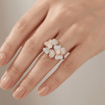 Triple Butterfly Crystal Gold Ring