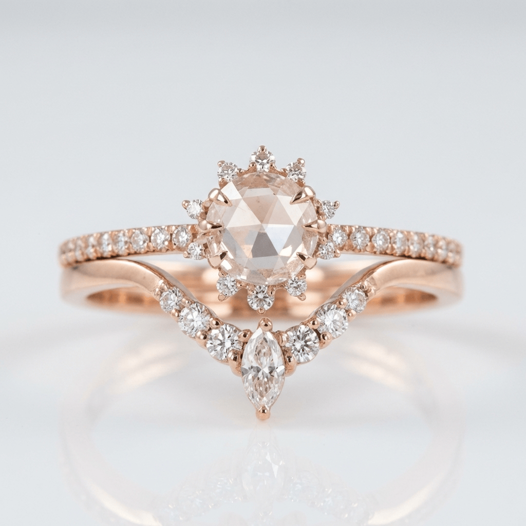 Rose Gold Zirconia Halo Ring