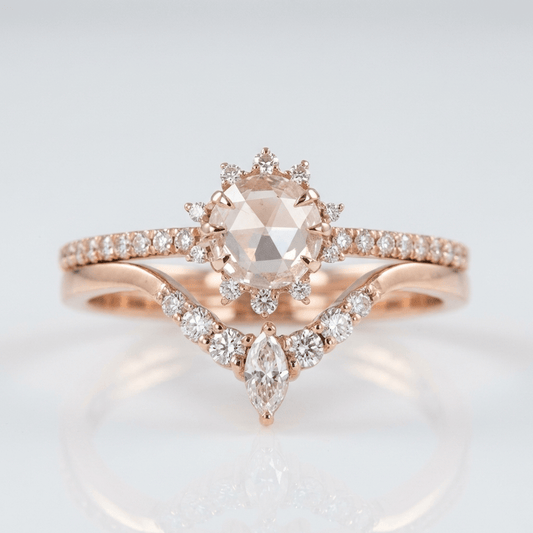 Rose Gold Zirconia Halo Ring
