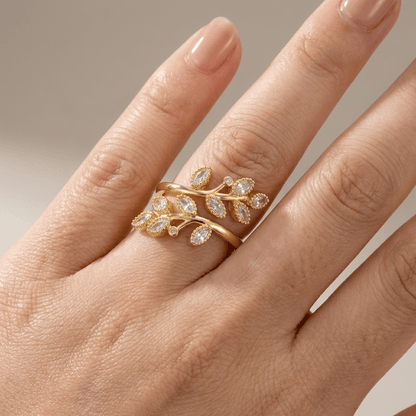 Gold Leaf Wrap Ring - (Adjustable)