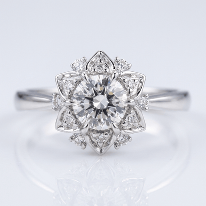 Silver Zirconia Lotus Light Ring