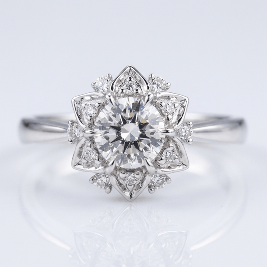 Silver Zirconia Lotus Light Ring