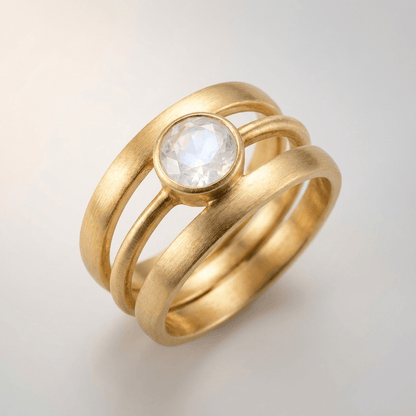 Gold Moonstone Band Ring