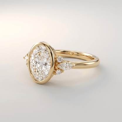 Gold Oval Zirconia Pear Trio Ring - (Adjustable)