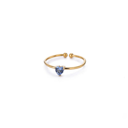 Birthstone Ring Titanium Steel Plated 18K Open Adjustable Gold
