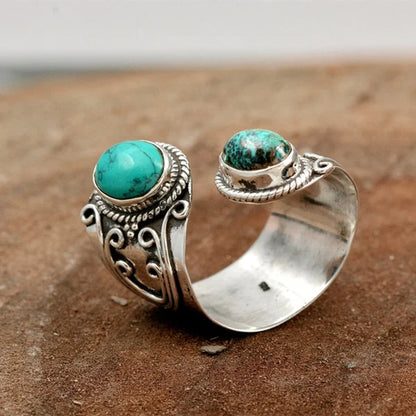 Adjustable Double Turquoise Surround Ring