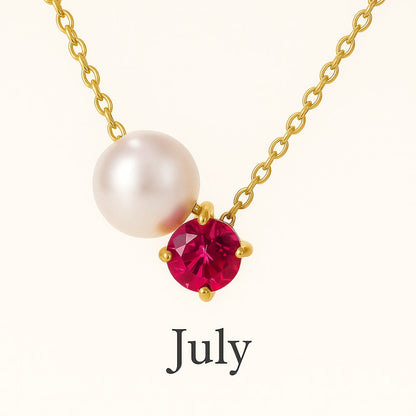 Pearl & Zircon Birthstone Pendant Necklace