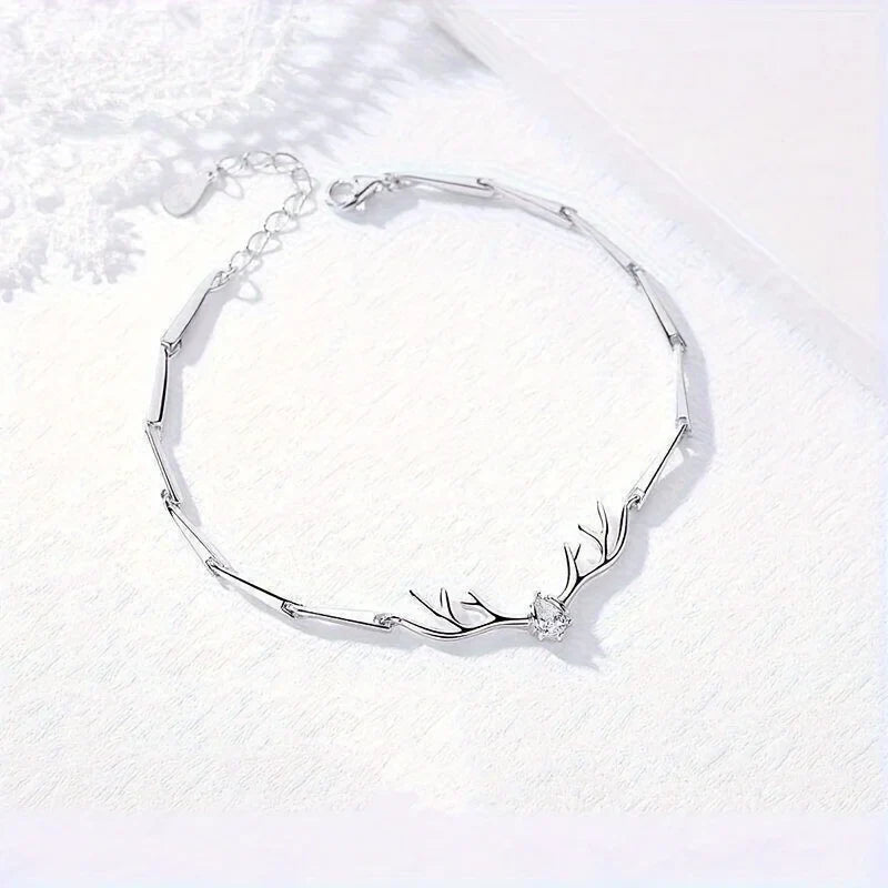 Deer Horn Heart Bracelet with Zircon