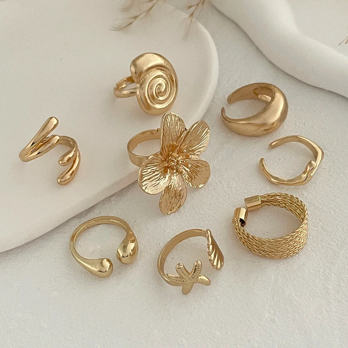 Vintage Flower Petal Ring Collection