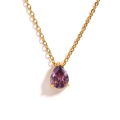 Crystal Teardrop Birthstone Necklace