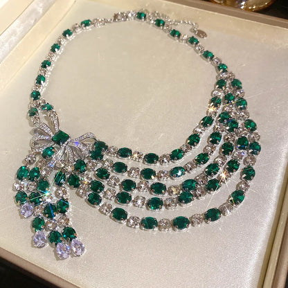 Vintage Bow Diamond Pendant Necklace