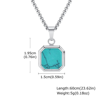 Turquoise Stone Pendant Necklace Set