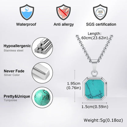 Turquoise Stone Pendant Necklace Set