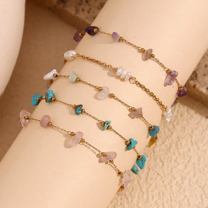 Natural Stone Gold Anklet