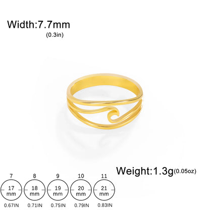 Ocean Wave Ring in Gold