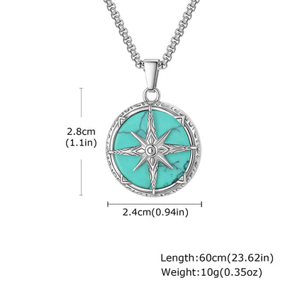 Turquoise Stone Pendant Necklace Set