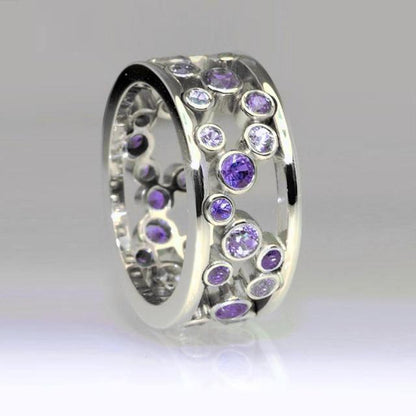 Hollow Blue Crystal Statement Ring