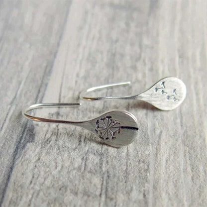 925 Sterling Silver Dandelion Leaf Earrings