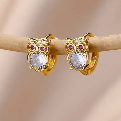 Crystal Animal Hoop Earrings