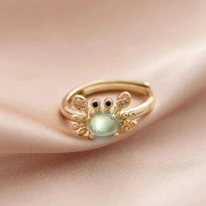 Ocean Crab Ring with Aquamarine Crystal