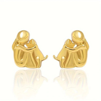Silver and Gold Two-Tone Hug Earrings