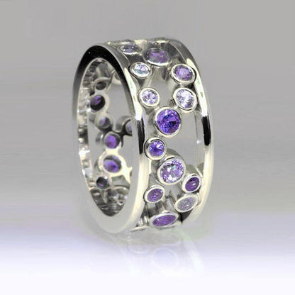 Hollow Blue Crystal Statement Ring