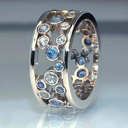 Hollow Blue Crystal Statement Ring