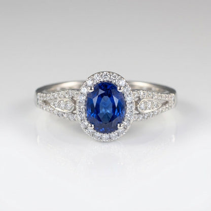 Sapphire Halo Vintage Ring