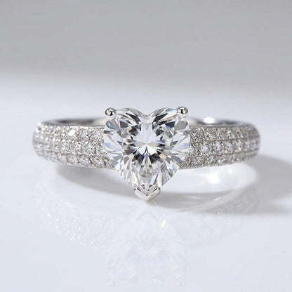 Heart Diamond Silver Pavé Ring